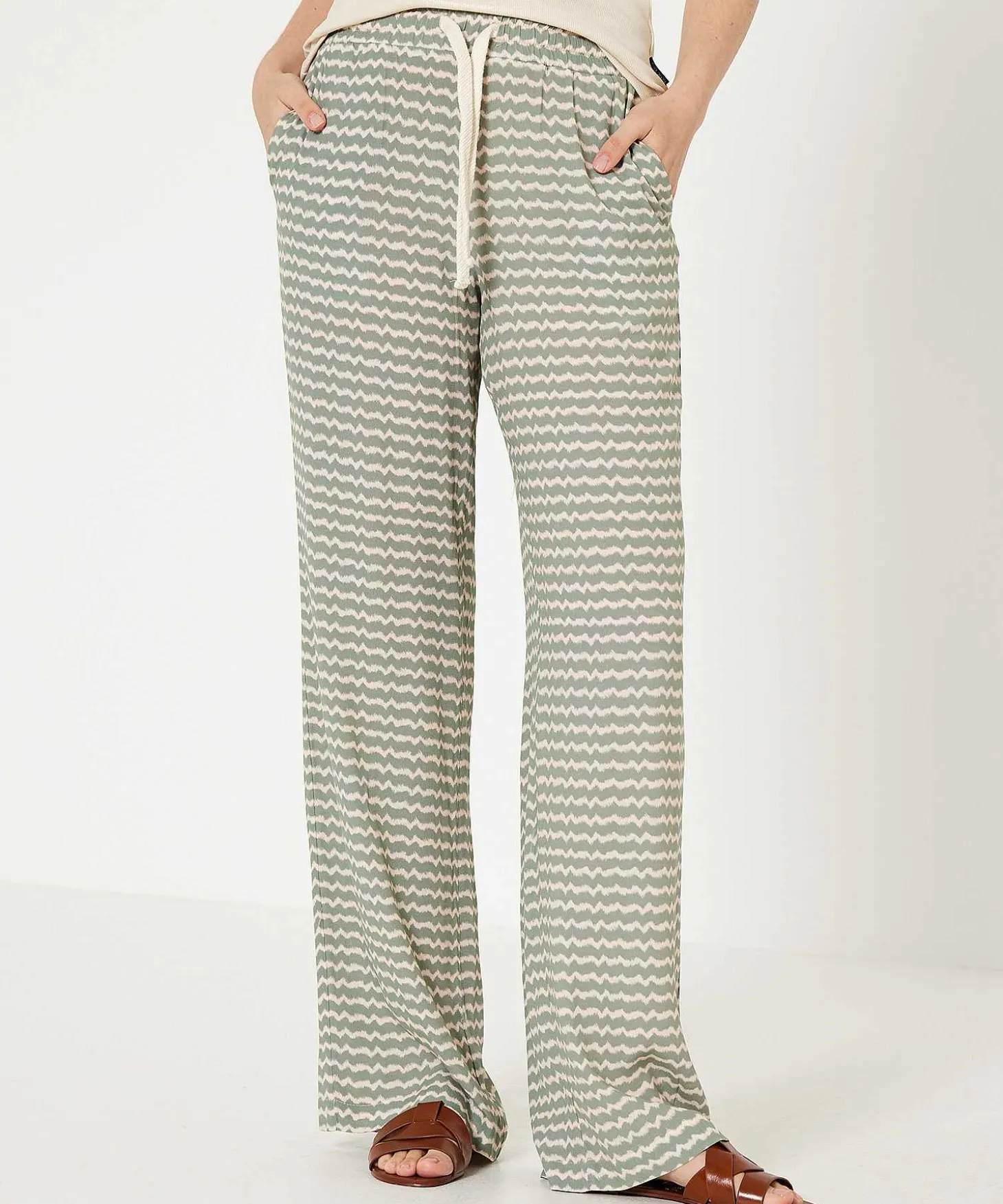 Pantalon Palazzo Moscu Estampado Zigzag Percy