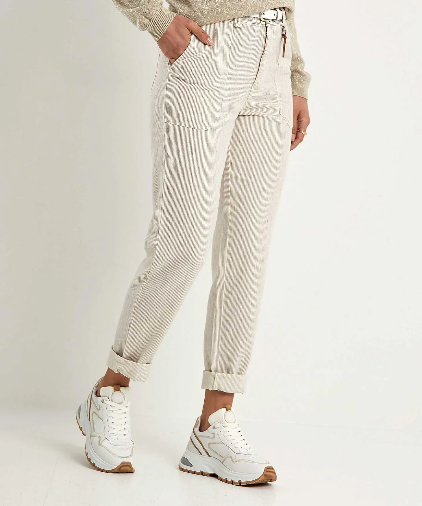 Pantalon Paperbag Moscu Con Rayas Margarita