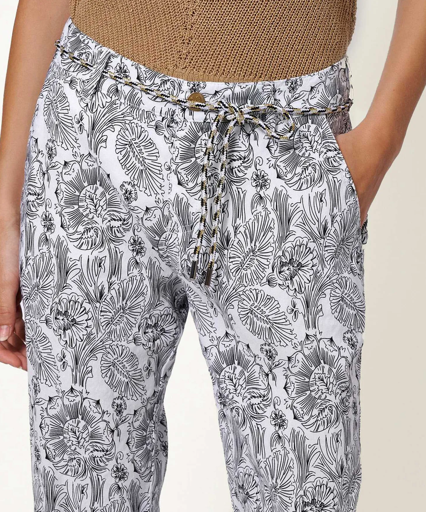 Pantalon Rosner Mezcla De Lino Flores Mayo