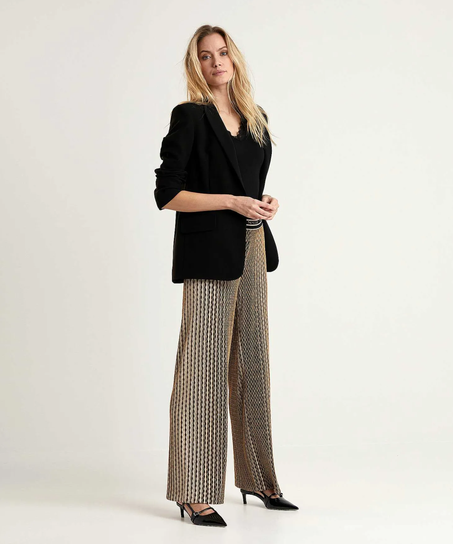 Pantalones Anchos Con Lurex Allison De Cambio