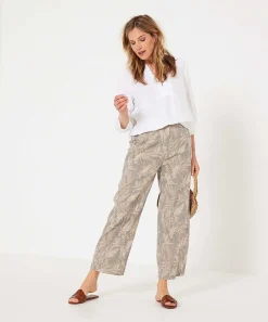 Pantalones Cortos De Mezcla De Lino Brax Con Estampado De Hojas Maine