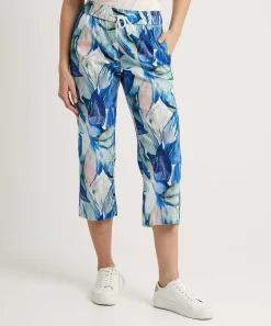 Pantalones Toni Capri Pierna Ancha Pia Con Estampado De Hojas