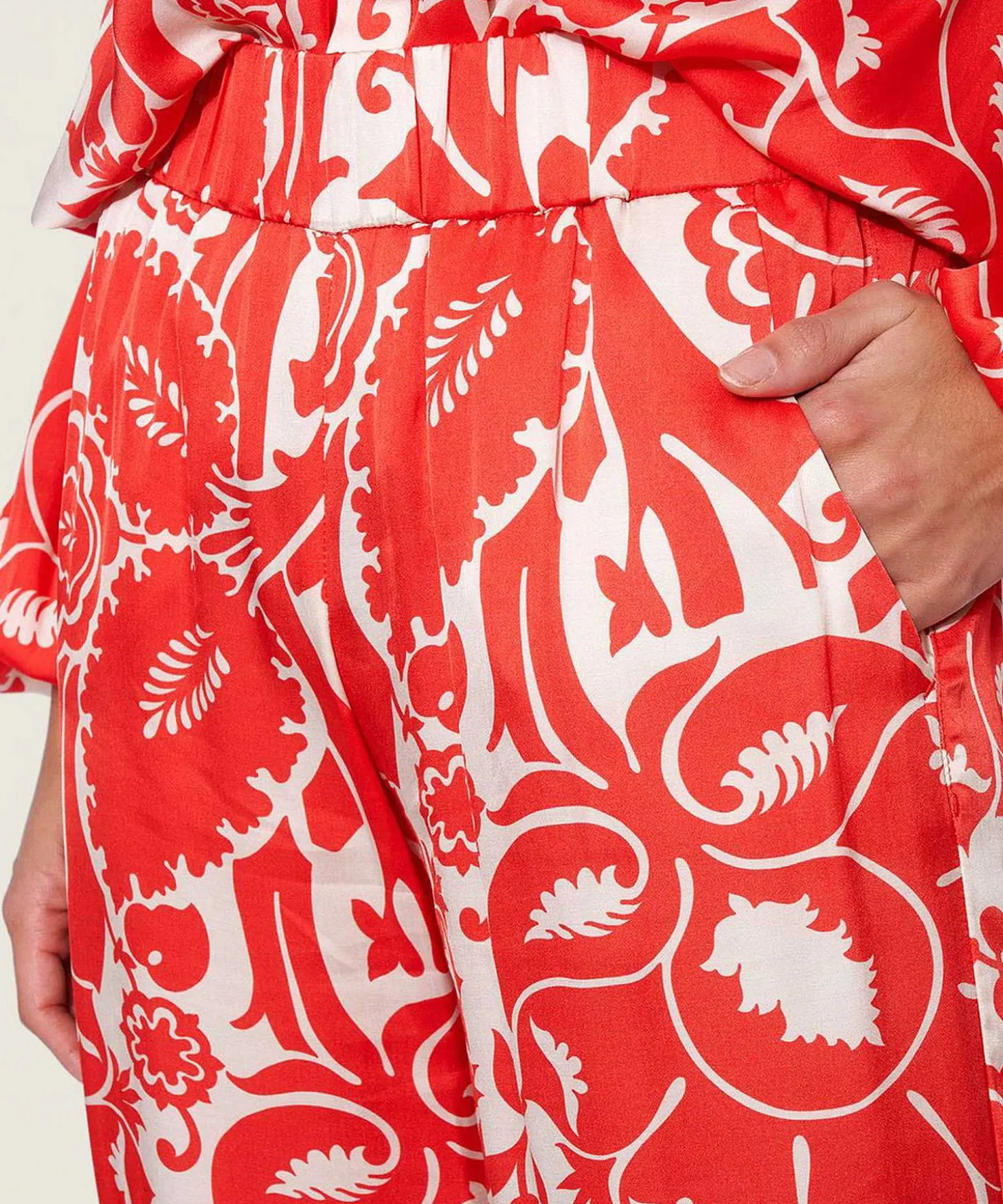 Rosner Pantalones Palazzo Sedosos Estampado De Hojas Mayo