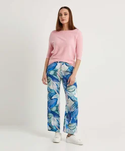 Toni Pantalon Palazzo Sedoso Hojas Verano