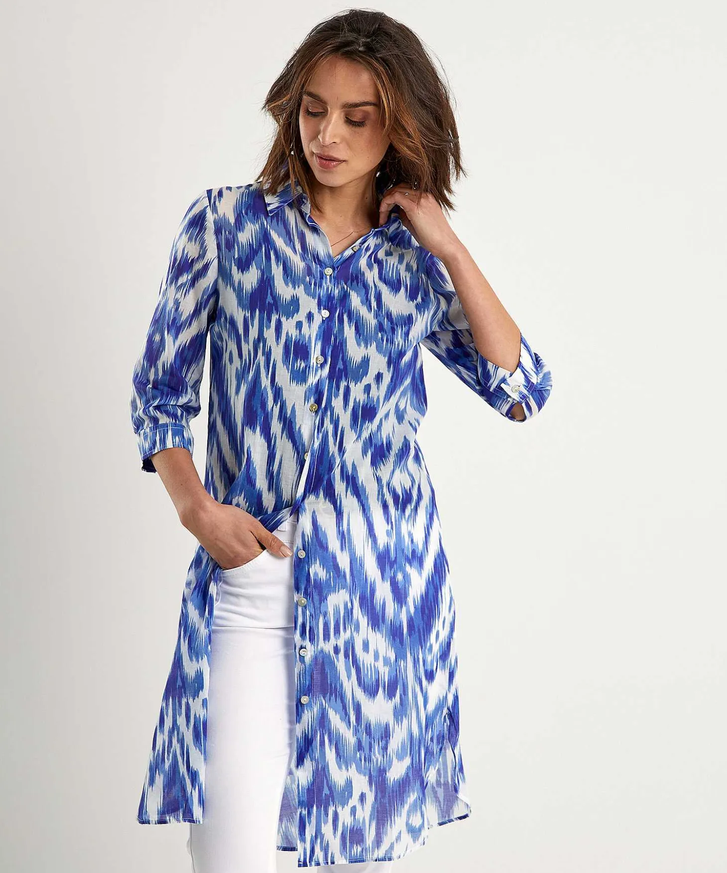 Vestido Camisero De Gasa De Algodon * Ikat
