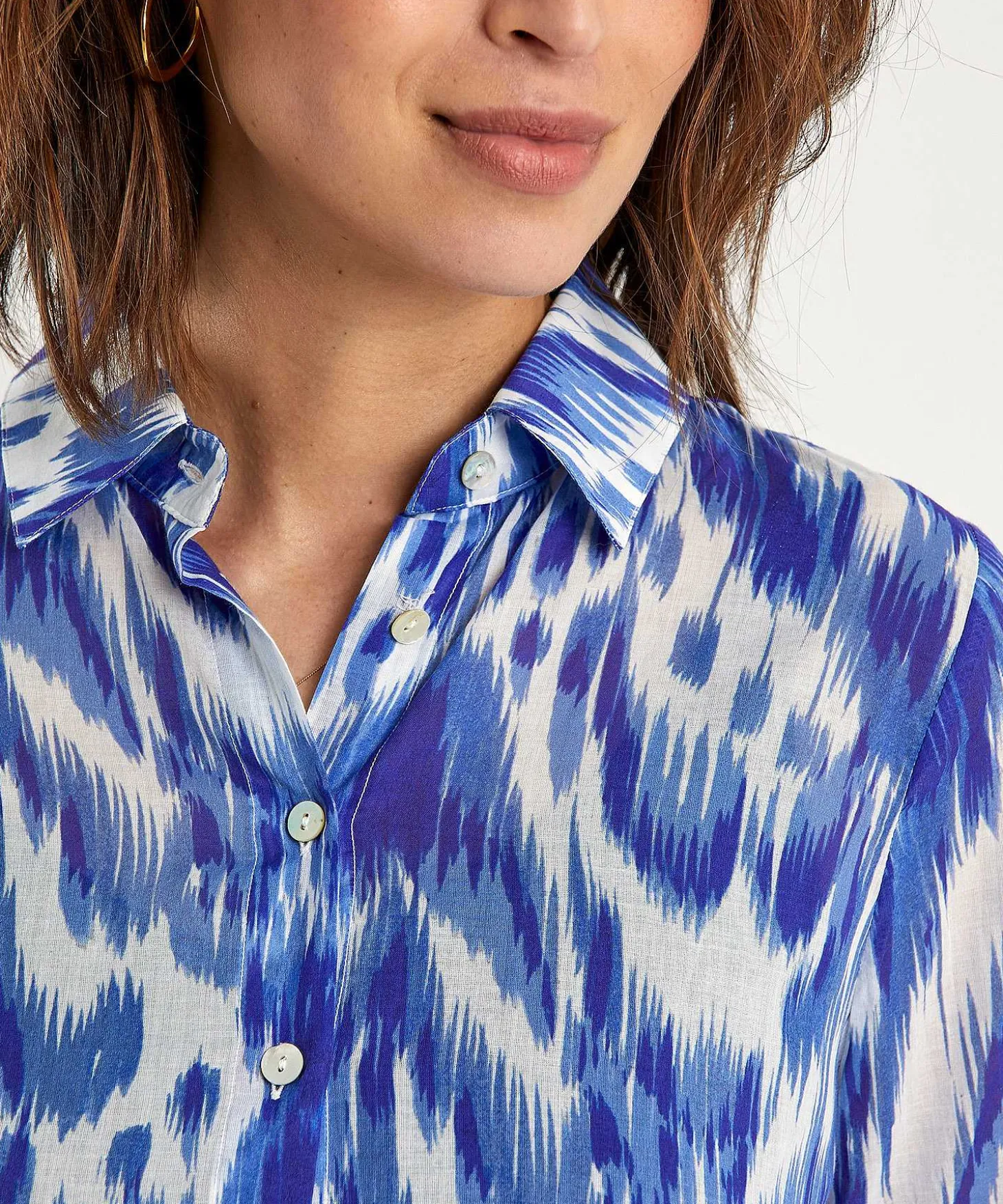 Vestido Camisero De Gasa De Algodon * Ikat