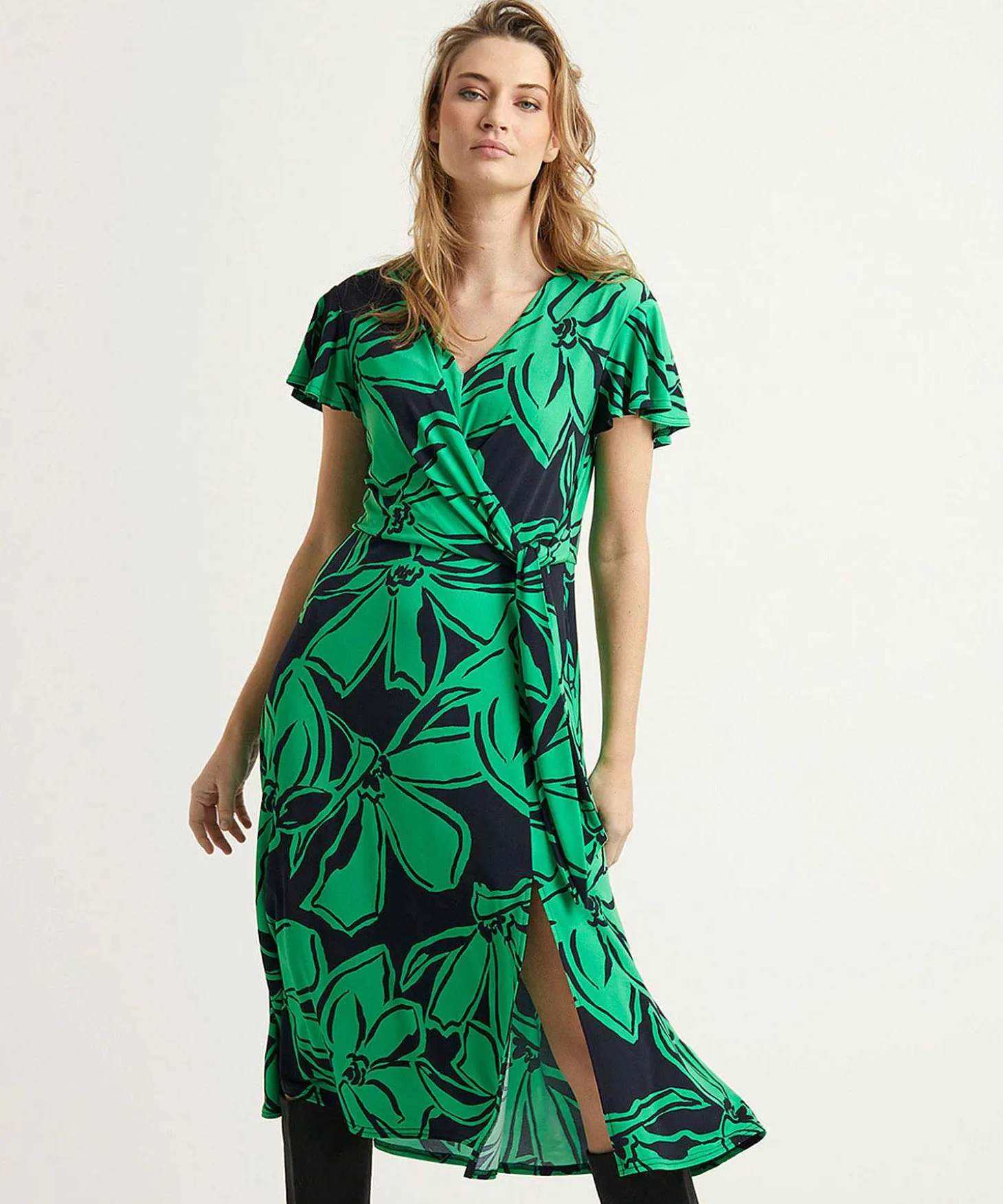 Vestido Cruzado Con Estampado Floral Y Detalle De Lazo De Joseph Ribkoff