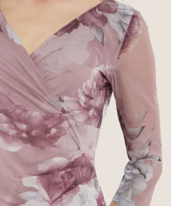 Vestido De Malla Con Vuelo Y Estampado Floral
