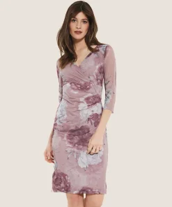 Vestido De Malla Con Vuelo Y Estampado Floral