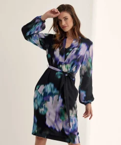 Vestido Kyra Con Cinturon Y Estampado De Flores Destenidas Willy