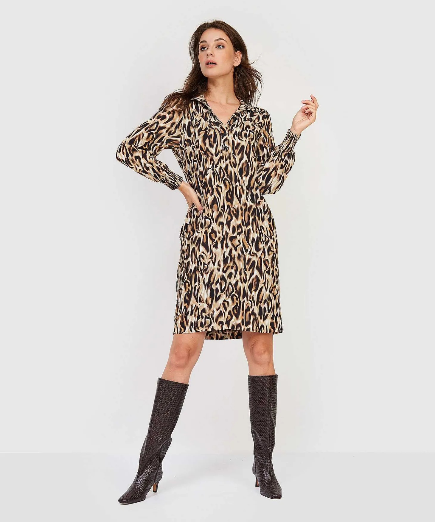 Vestido Kyra De Crepe Animal Print Britta