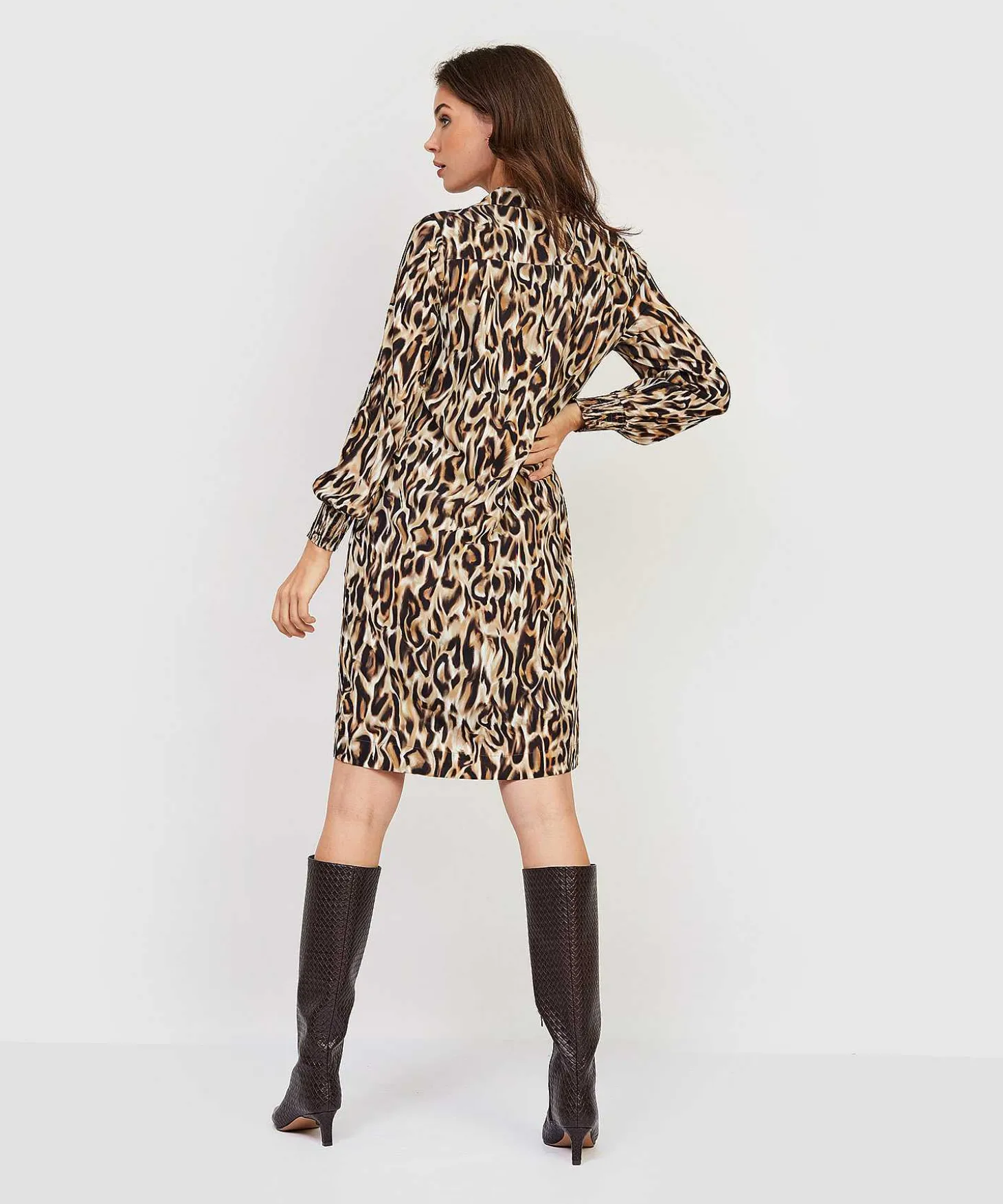 Vestido Kyra De Crepe Animal Print Britta