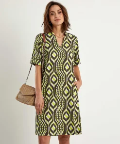 Vestido Kyra De Mezcla De Lino Estampado Ikat Melissa