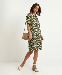 Vestido Kyra De Mezcla De Lino Estampado Ikat Melissa