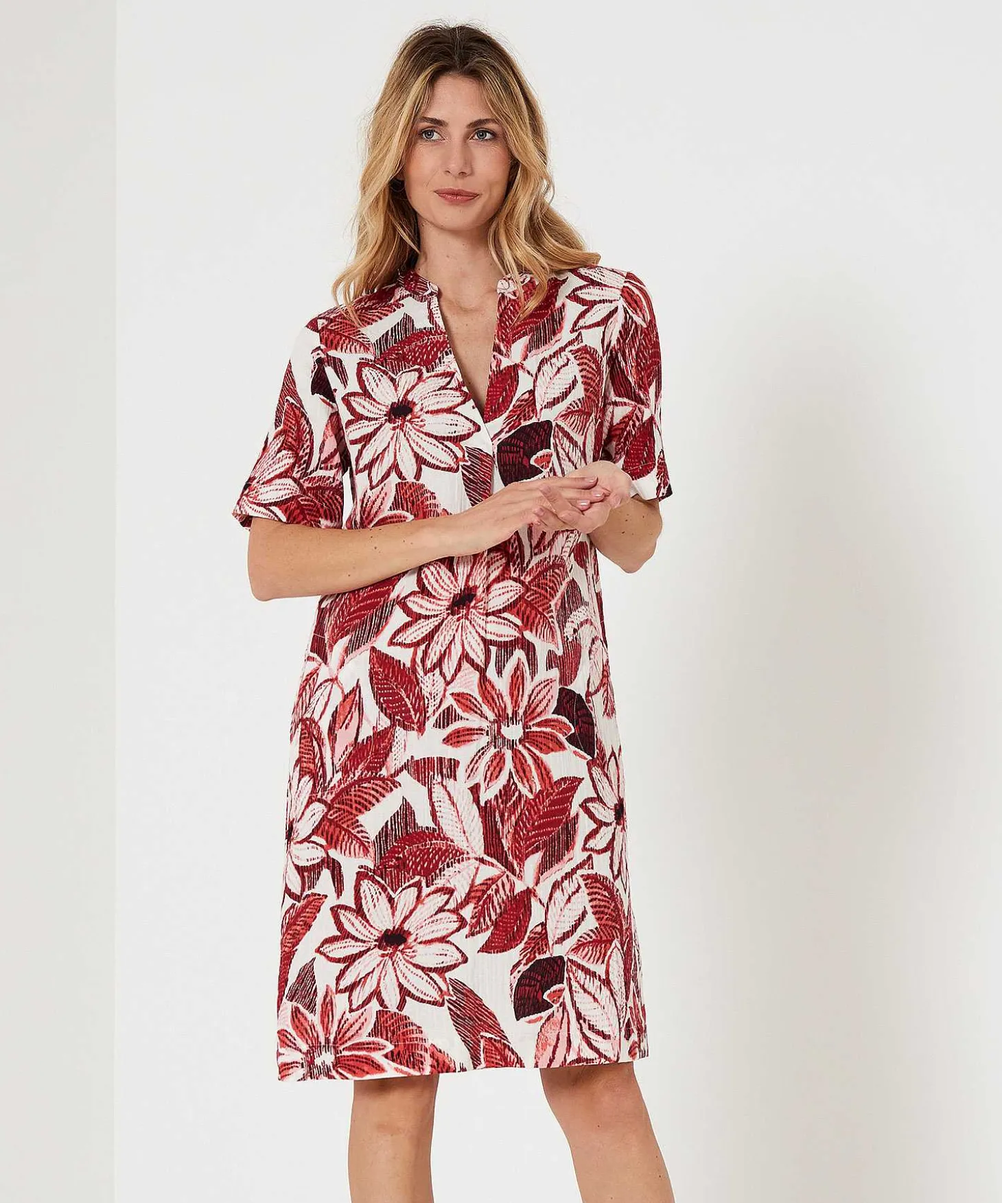 Vestido Kyra Flor Roja Lana