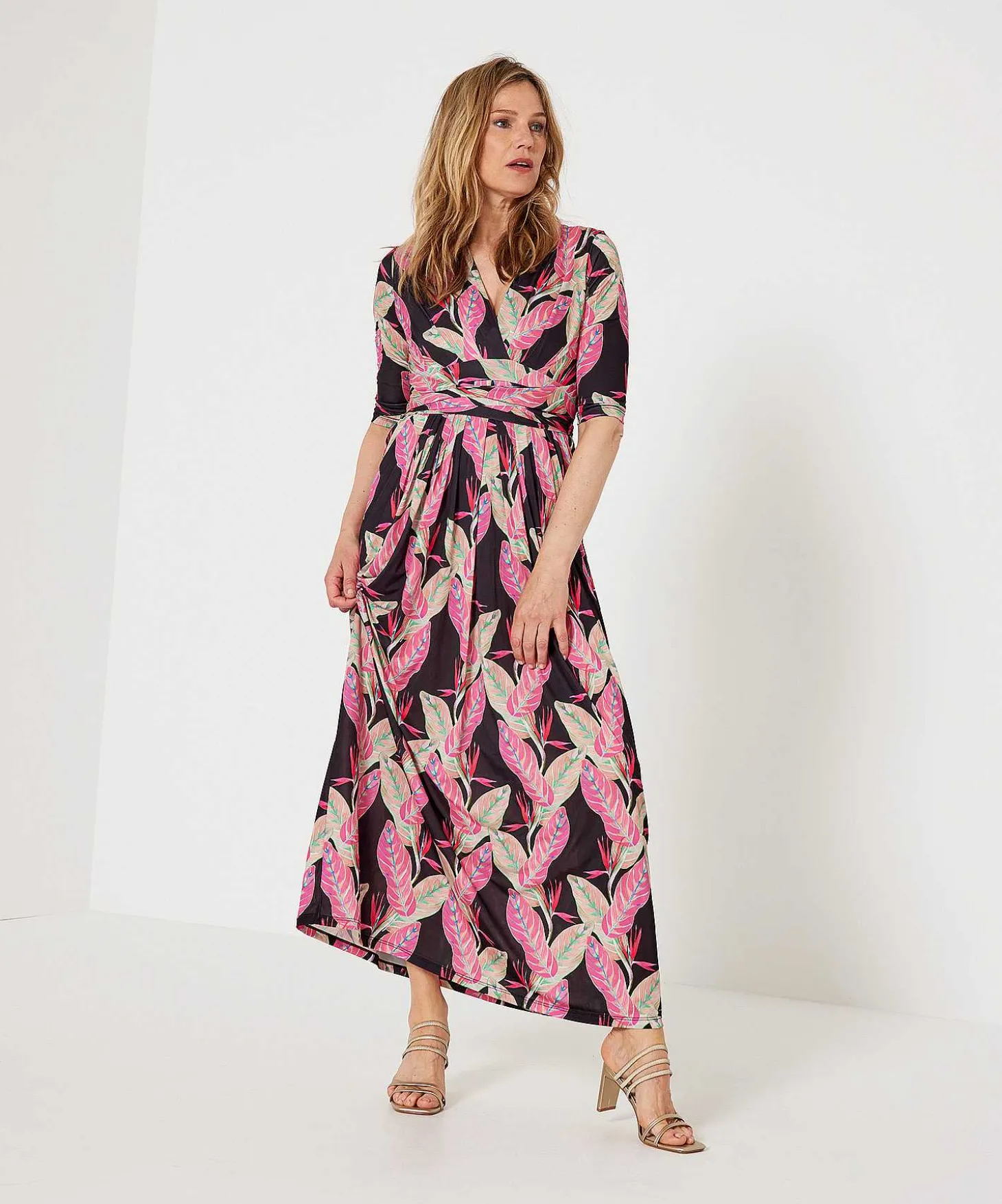 Vestido Largo Marivie Slinky Hojas