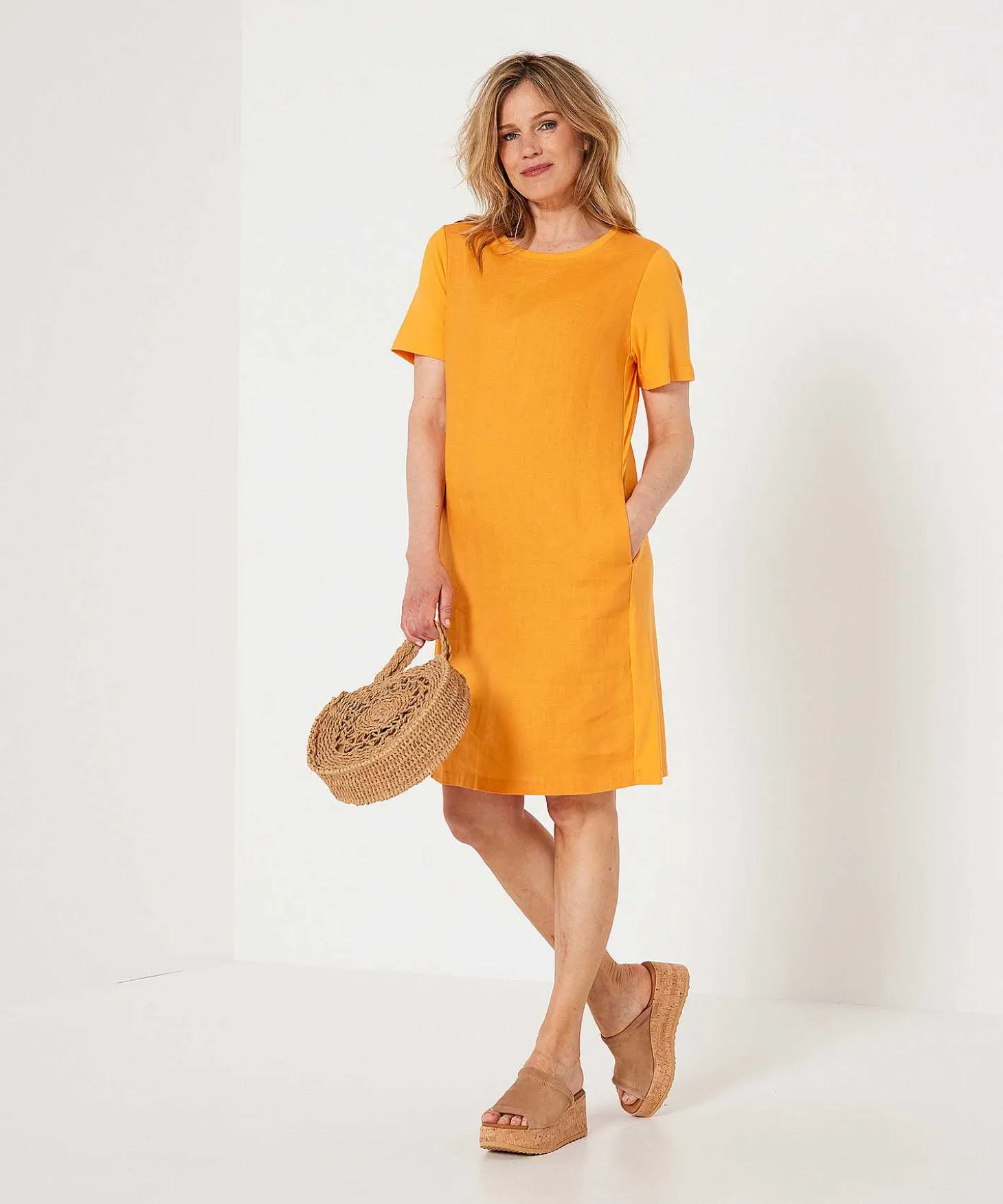 Vestido Oui Con Parte Delantera De Lino