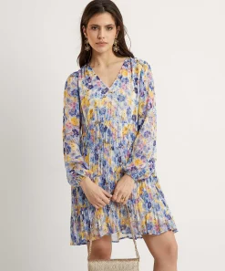 Vestido Plisado Con Estampado Floral De Liu Jo