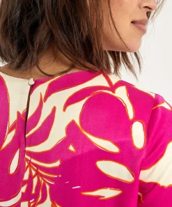 Vestido Sedoso Oui Con Estampado De Hojas