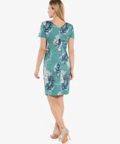 Vestido Tubo Con Vuelo Y Plisado De Flores