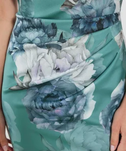 Vestido Tubo Con Vuelo Y Plisado De Flores